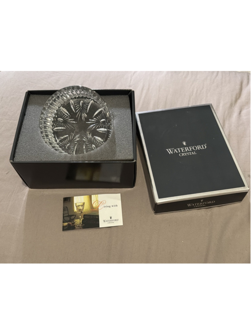 New Waterford Cut Crystal Best Wishes Champagne Wine Bottle Coaster Small Bowl - Picture 4 of 5